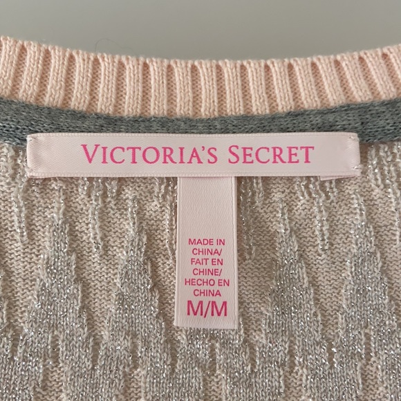 Victoria’s Secret pink and gray fit & flare sweater shimmer dress in size M - Picture 4 of 8
